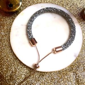 Crystals bangle grey color stone with adjustable cable